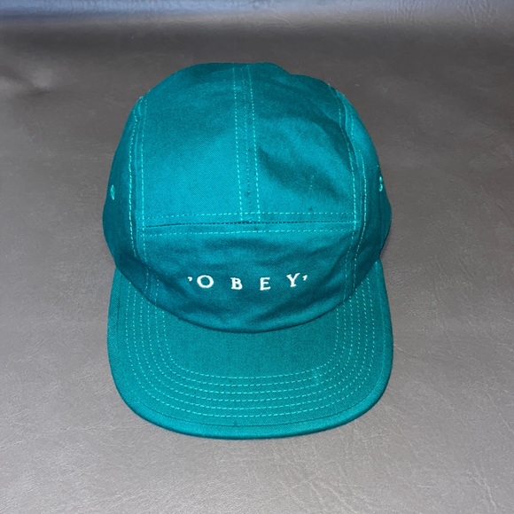 Obey teal flat bill hat with buckle adjustable strap - Picture 1 of 4